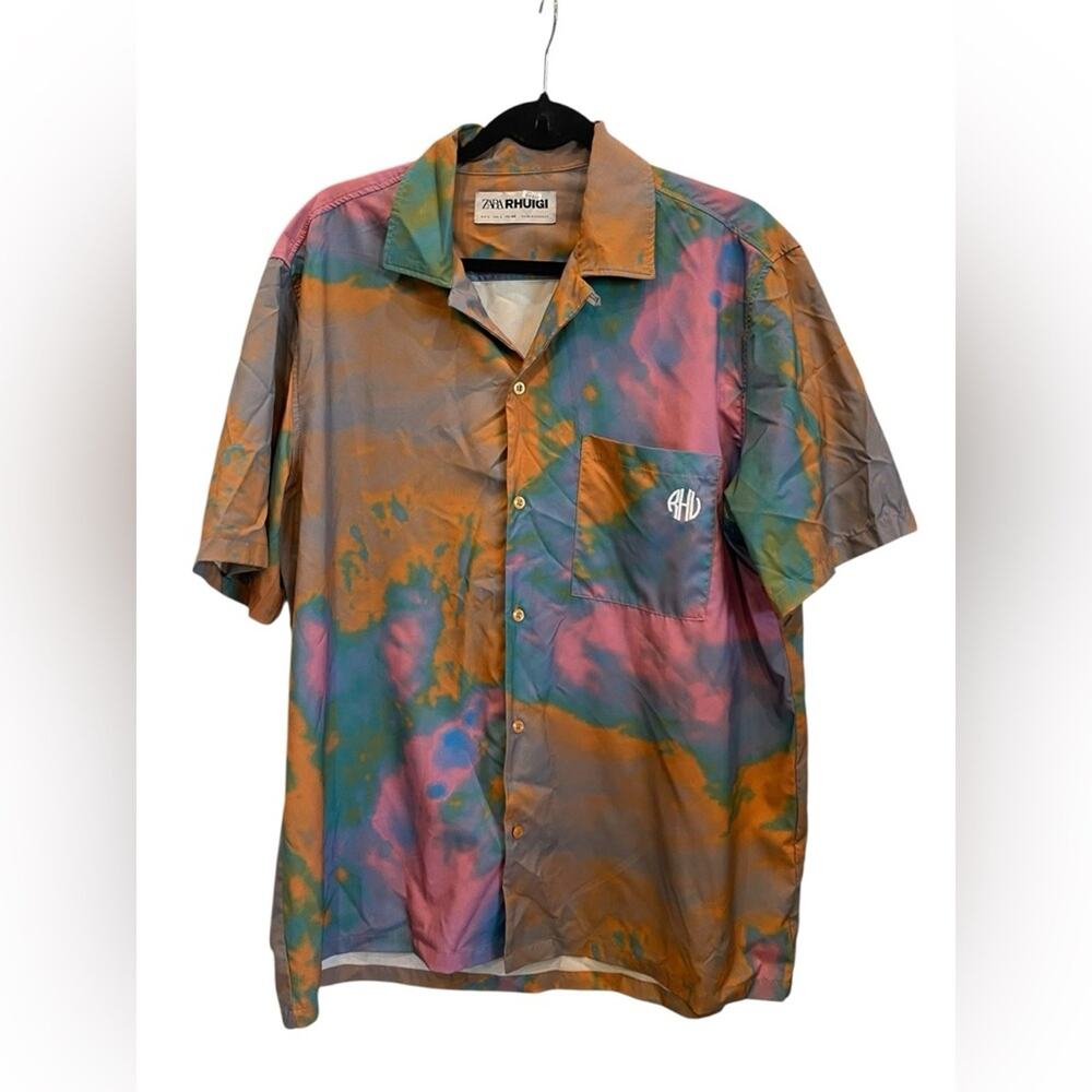 Zara x Rhuigi Men L Shirt Tie Dye Limited Edition Short Sleeve Top